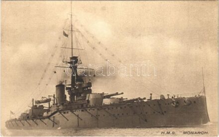 HMS 'Monarch' Royal Navy Orion-class dreadnought battleship. Raphael Tuck & Sons' 'Photogravure' Postcard No. 4300.