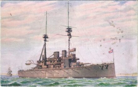HMS 'Lord Nelson' Royal Navy Lord Nelson-class pre-dreadnought battleship. Raphael Tuck & Sons' 'Oilette' Postcard 8643. 'Our Navy' Series VI. (felületi sérülés / surface damage)
