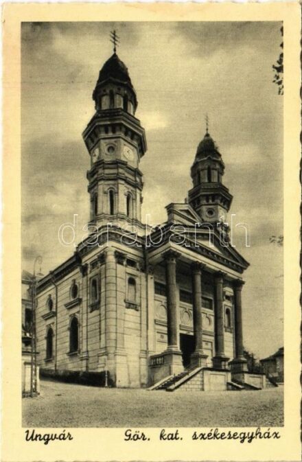 Ungvár, Uzshorod, Uzhhorod, Uzhorod; Görögkatolikus székesegyház / Greek Catholic cathedral (ázott / wet damage)