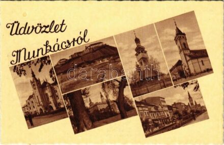 Munkács, Mukacheve, Mukacevo; mozaiklap / multi-view postcard