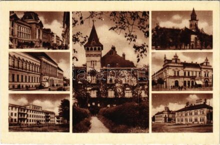 Beregszász, Beregovo, Berehove; mozaiklap / multi-view postcard