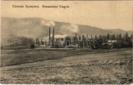 Nyustya, Hnústa; Rimamurányi vasgyár. Winter Sz. felvétele. Horovicz Béla kiadása / iron factory, ironworks (EK)