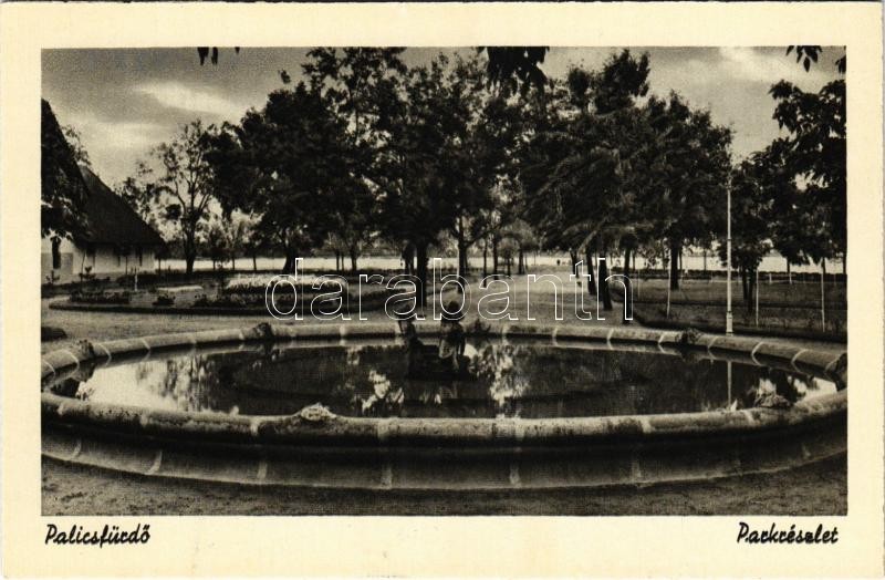 Palicsfürdő, Palic, Palitsch; parkrészlet, szökőkút / park, fountain
