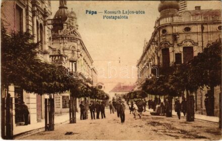 1919 Pápa, Kossuth Lajos utca, Postapalota, üzlet (EK)