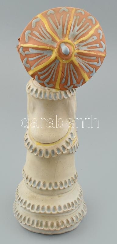 Antalfiné Szente Katalin: Hölgy esernyővel, színes kerámia, hibátlan, jelzett, m: 26 cm között. - Image 3