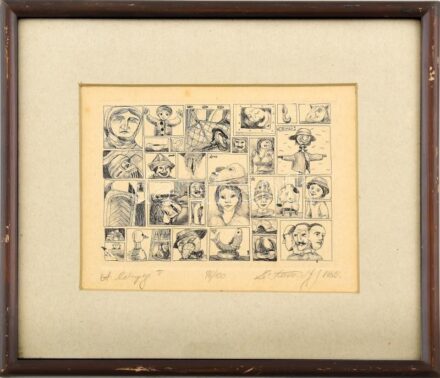 Zé Kovács József (1951-): A lényeg II. Rézkarc, papír, jelzett, számozott (76/100), üvegezett fa keretben, 9,5×13 cm