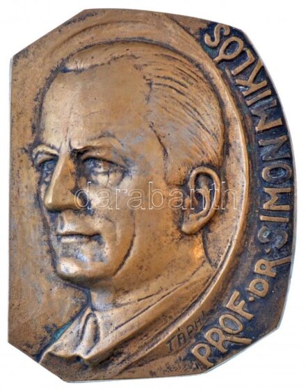 Tápai Antal (1902-1986) DN 'Prof. Dr. Simon Miklós' egyoldalas, öntött bronz plakett (145x112mm) T:1-
