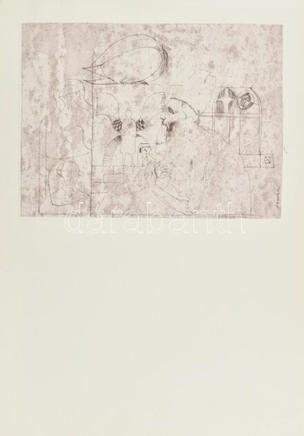 Lázár Sándor (1916-1994): Anyal. Tus, papír, jelzett. Papírra kasírozva. 19x25 cm. Soós Imre (1921-2013), műgyűjtő, művészeti író, a Kisgrafika folyóirat szerkesztője, a Magyar Nemzeti Galéria Baráti Köre alelnökének