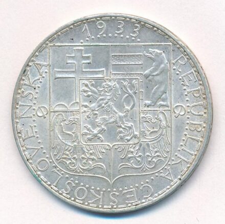 Csehszlovákia 1933. 20K Ag 'Ipar, mezőgazdaság, üzlet' T:1- Czechoslovakia 1933. 20 Korun Ag 'Industry, Agriculture, Business' C:AU Krause KM#17