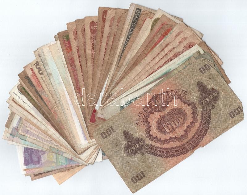 ~60db-os vegyes, főleg külföldi bankjegytétel T:III-IV ~60pcs mixed, mostly foreign banknote lot C:F-G - Image 2