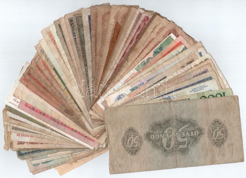 ~60db-os vegyes, főleg külföldi bankjegytétel T:III-IV ~60pcs mixed, mostly foreign banknote lot C:F-G - Image 2