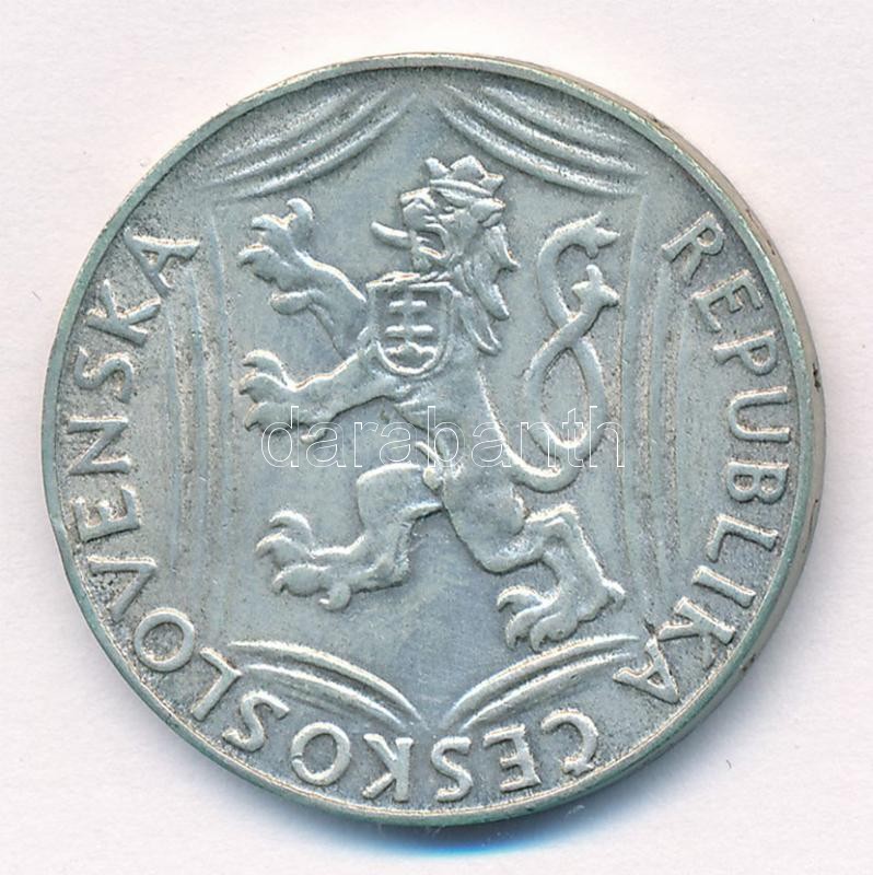 Csehszlovákia 1948. 100K Ag 'Függetlenség' T:1-,2 patina Czechoslovakia 1948. 100 Korun Ag 'Independence' C:AU,XF patina Krause KM#27 - Image 2