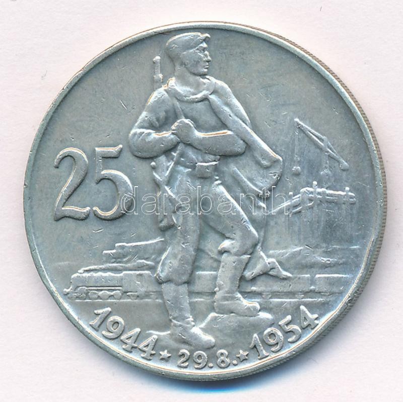 Csehszlovákia 1954. 25K Ag 'A szlovák felkelés 10. évfordulója' T:2 Czechoslovakia 1954. 25 Korun Ag '10th anniversary of the Slovakian Uprising' C:XF Krause KM#43