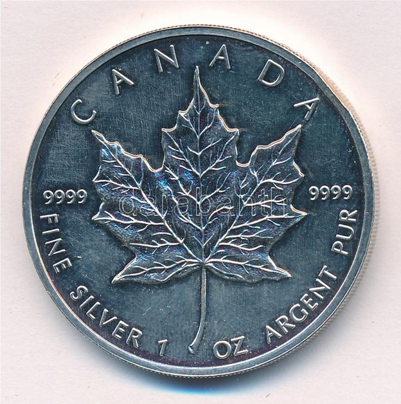 Kanada 1993. 5$ Ag 'II. Erzsébet / Juharlevél' (1oz/0.999) T:BU felületi karc Canada 1993. 5 Dollars Ag 'Elizabeth II / Maple Leaf' (1oz/0.999) C:BU slightly scratched - Image 2