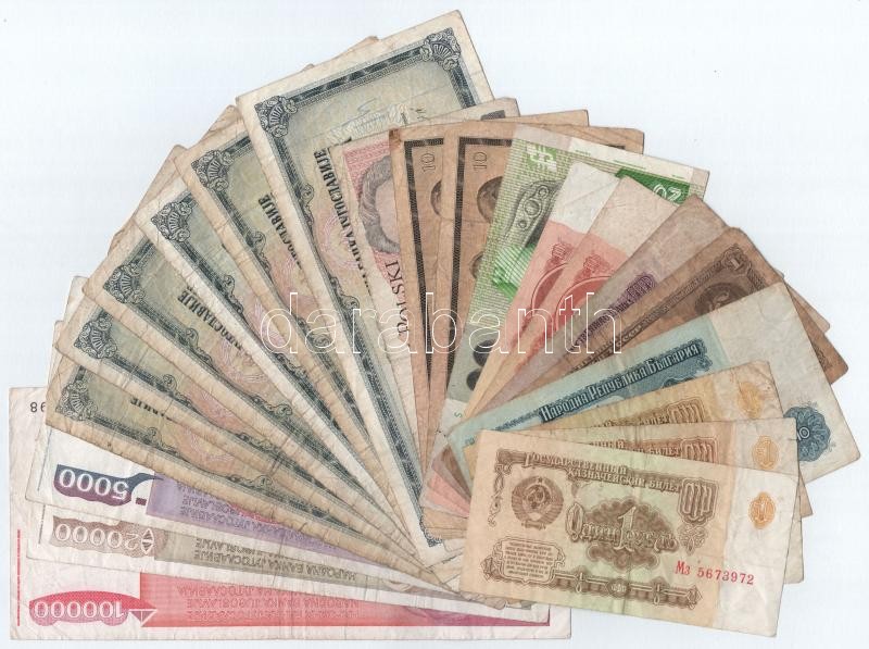 21db-os vegyes, külföldi bankjegytétel T:III,III- 21pcs mixed, foreign banknote lot C:F,VG