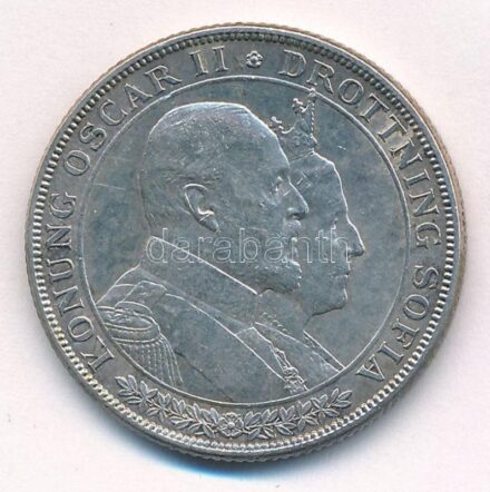 Svédország 1907. 2K Ag 'II. Oszkár / Arany Lakodalom évforduló' T:2 Sweden 1907. 2 Kronor Ag 'Oscar II / Golden Wedding Anniversary' C:XF Krause KM#776