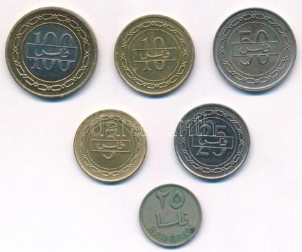 Bahrein 1965-1995. 5f-100f (6xklf) T:1-2 Bahrain 1965-1995. 5 Fils - 100 Fils (6xdiff) C:UNC-XF