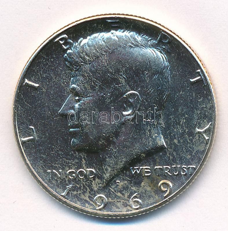 Amerikai Egyesült Államok 1969D 1/2$ Ag 'Kennedy' T:1-,2 USA 1969D 1/2 Dollar Ag 'Kennedy' C:AU,XF Krause KM#202a