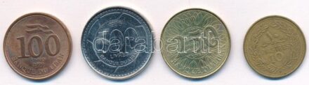 Libanon 1972. 10p Cu-Ni + 1996. 100L Cu-Ni + 1996. 500L acél + 2003. 250L Al-Br T:2,2- Lebanon 1972. 10 Piastres Cu-Ni + 1996. 100 Livres Cu-Ni + 1996. 500 Livres steel + 2003. 250 Livres Al-Br C:XF,VF