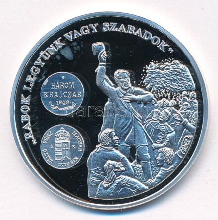 DN 'A magyar pénz krónikája - Rabok legyünk vagy szabadok' Ag emlékérem tanúsítvánnyal (20g/0.999/38,61mm) T:PP
