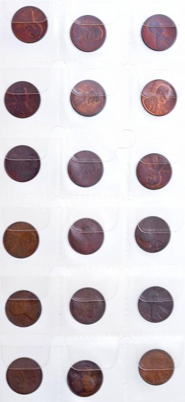 Amerikai Egyesült Államok 1942-2012. 1c 'Lincoln' (133db) 2db használt berakóalbumban T:vegyes USA 1942-2012. 1 Cent 'Lincoln' (133pcs) in two binders C:mixed
