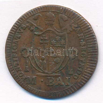 Olasz Államok / Pápai Államok 1802. 1/2B Cu 'VII. Pius' T:2 Italian States / Papal States 1802. 1/2 Baiocco Cu 'Pius VII' C:XF