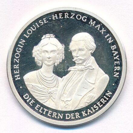 Ausztria DN 'Lujza hercegné és Max bajor herceg, a császárné szülei' jelzett Ag emlékérem (8,67g/0.999/30mm) T:1- (PP) ujjlenyomatos Austria ND 'Princess Louise and Prince Max of Bavaria, the parents of the Empress' hallmarked Ag