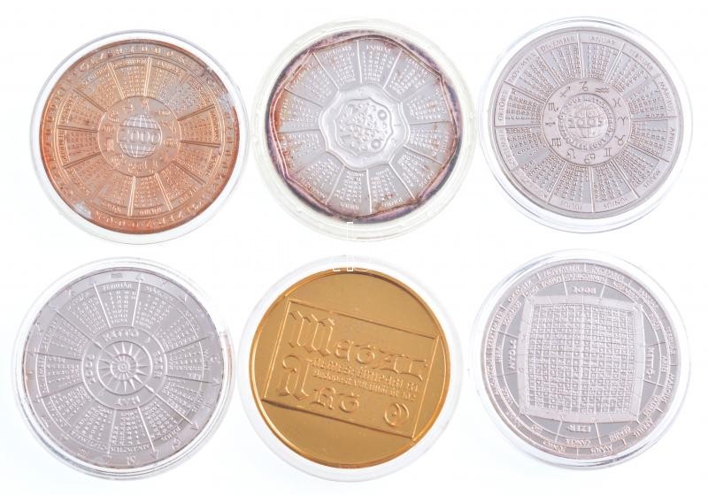 1997-2008. 6db-os aranyozott illetve ezüstözött naptárérem tétel, 1997, 2000, 2005, 2006, 2007 és 2008-as évjáratok T:PP,1 (eredetileg PP) - Image 2