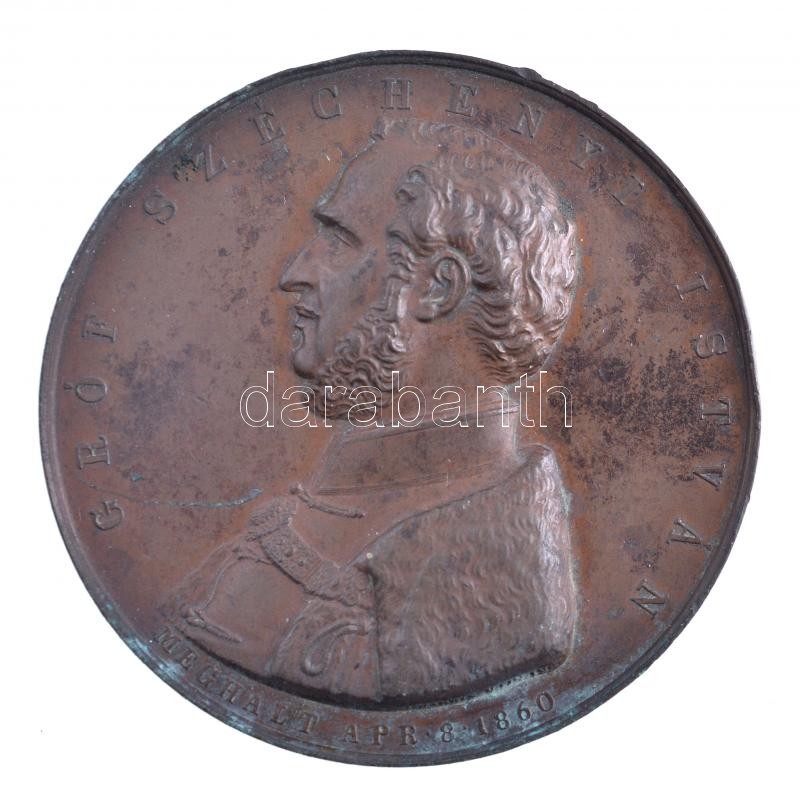 Mayer Elek (1840-1919) / Anton Fabris 1880. 'Széchenyi István halálának 20. évfordulójára' Br emlékérem. 'GRÓF SZÉCHENYI ISTVÁN - MEGHALT APR. 8. 1860. / ALAPÍTÓJÁNAK EMLÉKÉRE A M.T.AKADÉMIA MDCCCLXXX - K.B. (Körmöcbánya)'
