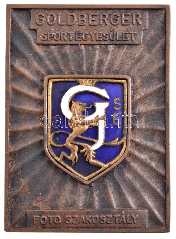 1937. 'Goldberger Sportegyesület - Foto szakosztály / III. Kiállítás Budapest 1937' Br emlékplakett (76x55mm) T:2 zománchiba