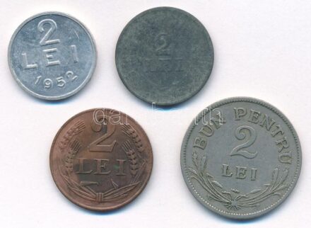Románia 1924. 2L + 1941. 2L + 1947. 2L + 1952. 2L T:2-3 Romania 1924. 2 Lei + 1941. 2 Lei + 1947. 2 Lei + 1952. 2 Lei C:XF-F