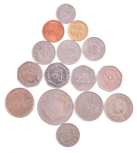 Vegyes 15db-os Közel- és Távol-keleti fémpénz tétel, mind klf, néhány kivétellel szingapúri és Egyesült Arab Emirátusok béli darabok T:1-,2 Mixed 15pcs of Middle and Far Eastern coin lot, all different, with few exceptions all from