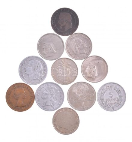 Vegyes 11db-os görög, francia, angol, szovjet érme tétel T:2-3 Mixed 11pcs of greek, french, british and soviet coin lot C:XF-F