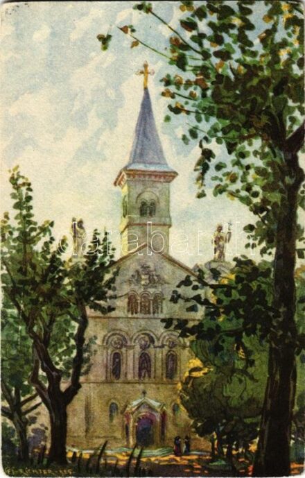 1933 Pécs, a Miasszonyunkról nevezett női rend temploma s: Ifj. Richter Aladár (kis szakadás / small tear)