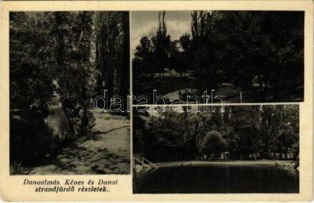 1933 Dunaalmás, Kénes és dunai strandfürdő részletek. Szilágyi Miklós fürdőbérlő kiadása (EK)