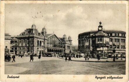 1942 Budapest VI. Nyugati pályaudvar, vasútállomás, villamos (EK)