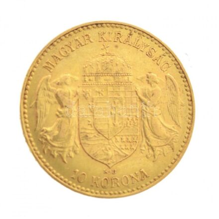 1906KB 10K Au 'Ferenc József' Körmöcbánya (3,39g/0.900) T:1-,2 kis ph. / Hungary 1906KB 10 Korona Au 'Franz Joseph I' Kremnitz (3,39g/0.900) C:AU,XF small edge error Adamo K8