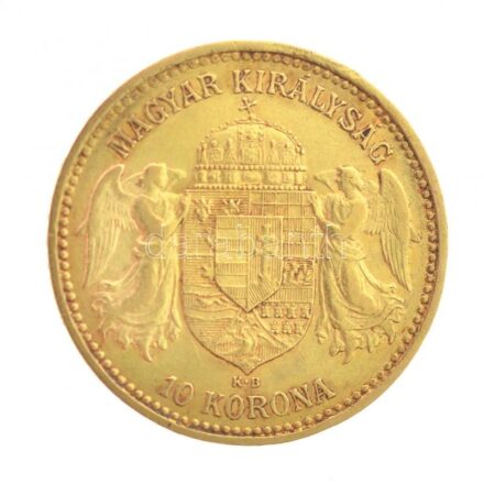1901KB 10K Au 'Ferenc József' Körmöcbánya (3,36g/0.900) T:2 kis ph. / Hungary 1901KB 10 Korona Au 'Franz Joseph I' Kremnitz (3,36g/0.900) C:XF small edge error Adamo K8