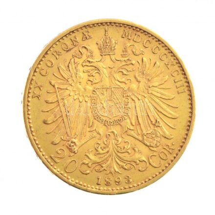 Ausztria 1893. 20K Au 'Ferenc József' (6,79g/0.900) T:1- / Austria 1893. 20 Corona Au 'Franz Joseph I' (6,79g/0.900) C:AU Krause KM#2806