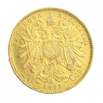 Ausztria 1893. 20K Au 'Ferenc József' (6,77g/0.900) T:1- / Austria 1893. 20 Corona Au 'Franz Joseph I' (6,78g/0.900) C:AU Krause KM#2806