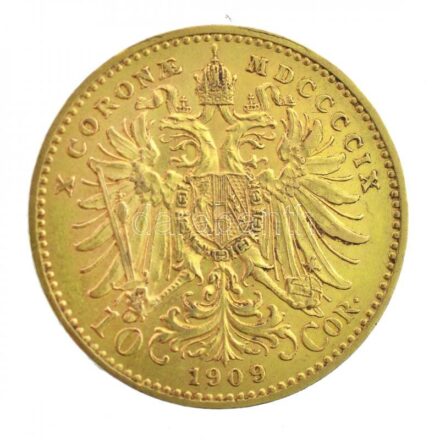 Ausztria 1909. 10K Au 'Ferenc József' (3,37g/0.900) T:1-,2 Austria 1909. 10 Corona Au 'Franz Joseph I' (3,37g/0.900) C:AU,XF Krause KM#2815