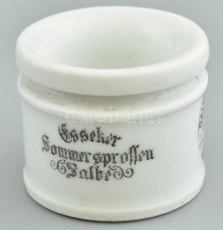 Gyógyszeres tégely, porcelán, Salvator, kopott, m:4cm