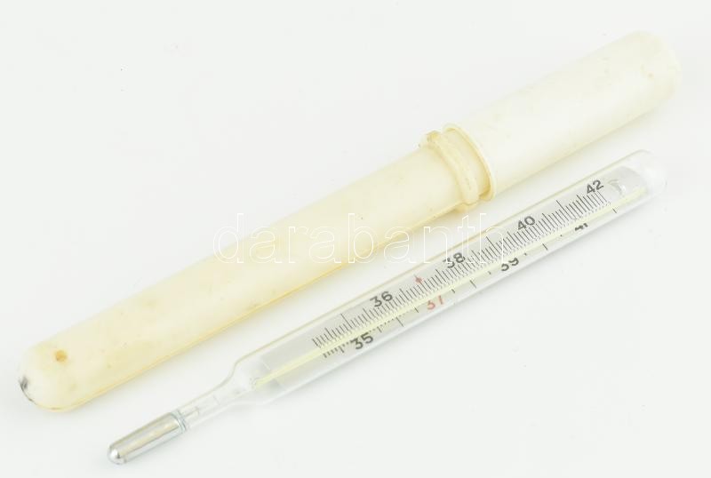 Lázmérő, műanyag tokban.