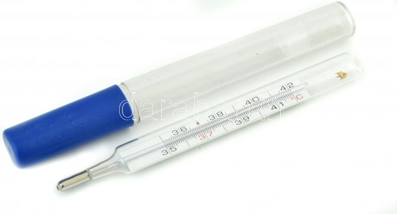 Lázmérő, műanyag tokban. HUNGAROPHARMA