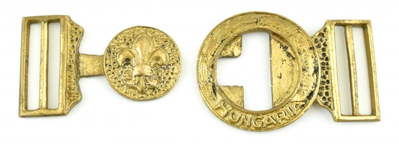 'Hungaria' cserkész, fém övcsat, cserkész liliom díszítéssel