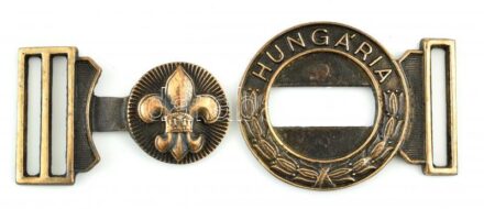 'Hungaria' cserkész, fém övcsat, cserkész liliom díszítéssel
