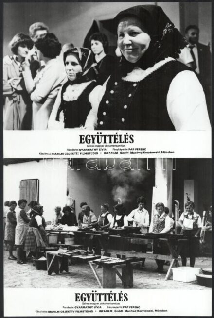 1983 ,,Együttélés' című magyar dokumentumfilmről 11 db produkciós filmfotó, Pánczél György (1920-?) filmtörténész hagyatékából (film- és színházifotó-gyűjteményéből), 18x24 cm