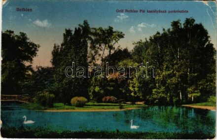 1918 Bethlen, Beclean; Gróf Bethlen Pál kastélyának park részlete. Kajári István kiadása / castle park (EB)