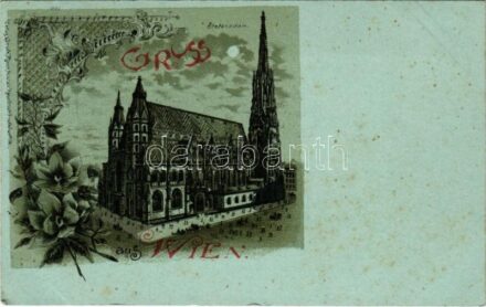 Wien, Vienna, Bécs; Stefansdom / church. Art Nouveau, floral, litho (fl)