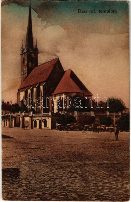 Dés, Dej; Református templom. Goldstein J. kiadása / Calvinist church (szakadás / tear)